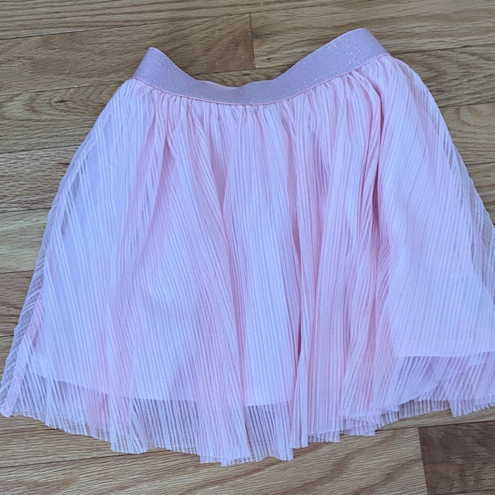 Crewcuts Pink Pleated Tulle Skirt with Glitter Waistband